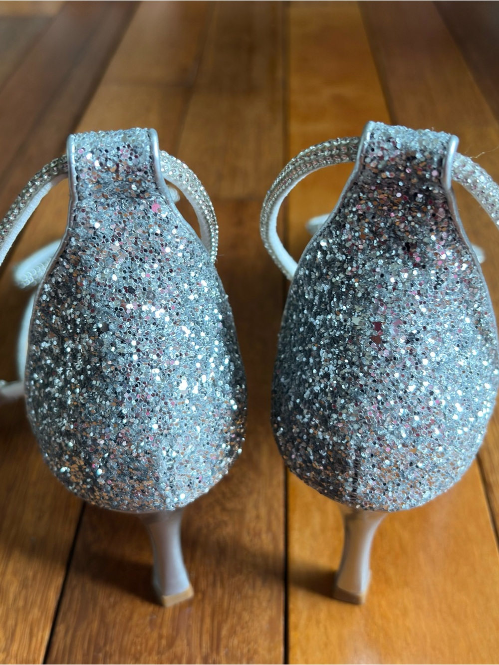 SHEIN Silver Glitter Pointed-Toe Ankle-Strap Heels with Bow - Picture 7 of 11